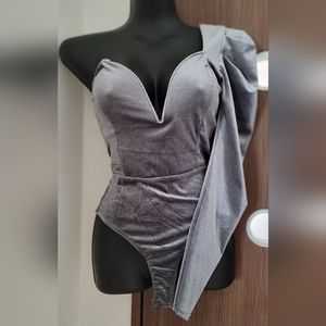PLT off the shoulder suede body suit. Small.